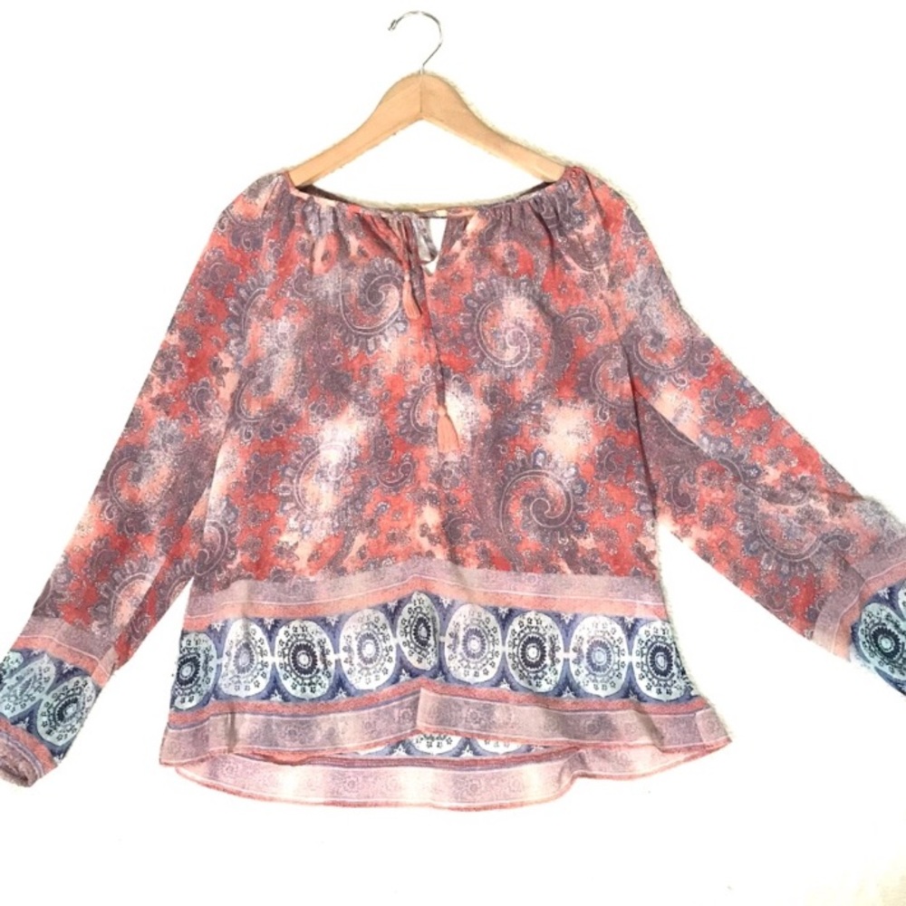 Lucky Brand Women’s Paisley Blouse Top Sz S